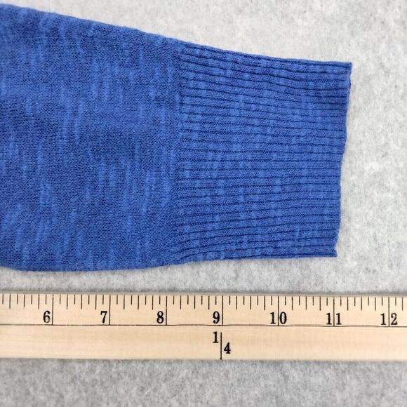 Eileen Fisher Pullover Sweater Wmns XS Oversize Linen Blue Shark Bite Hem V-Neck - Picture 6 of 12